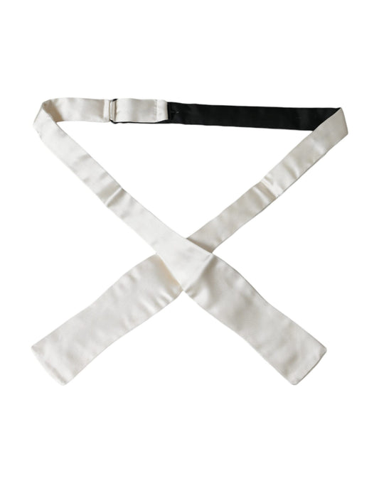 Corbata de seda blanca fina y delgada para hombre