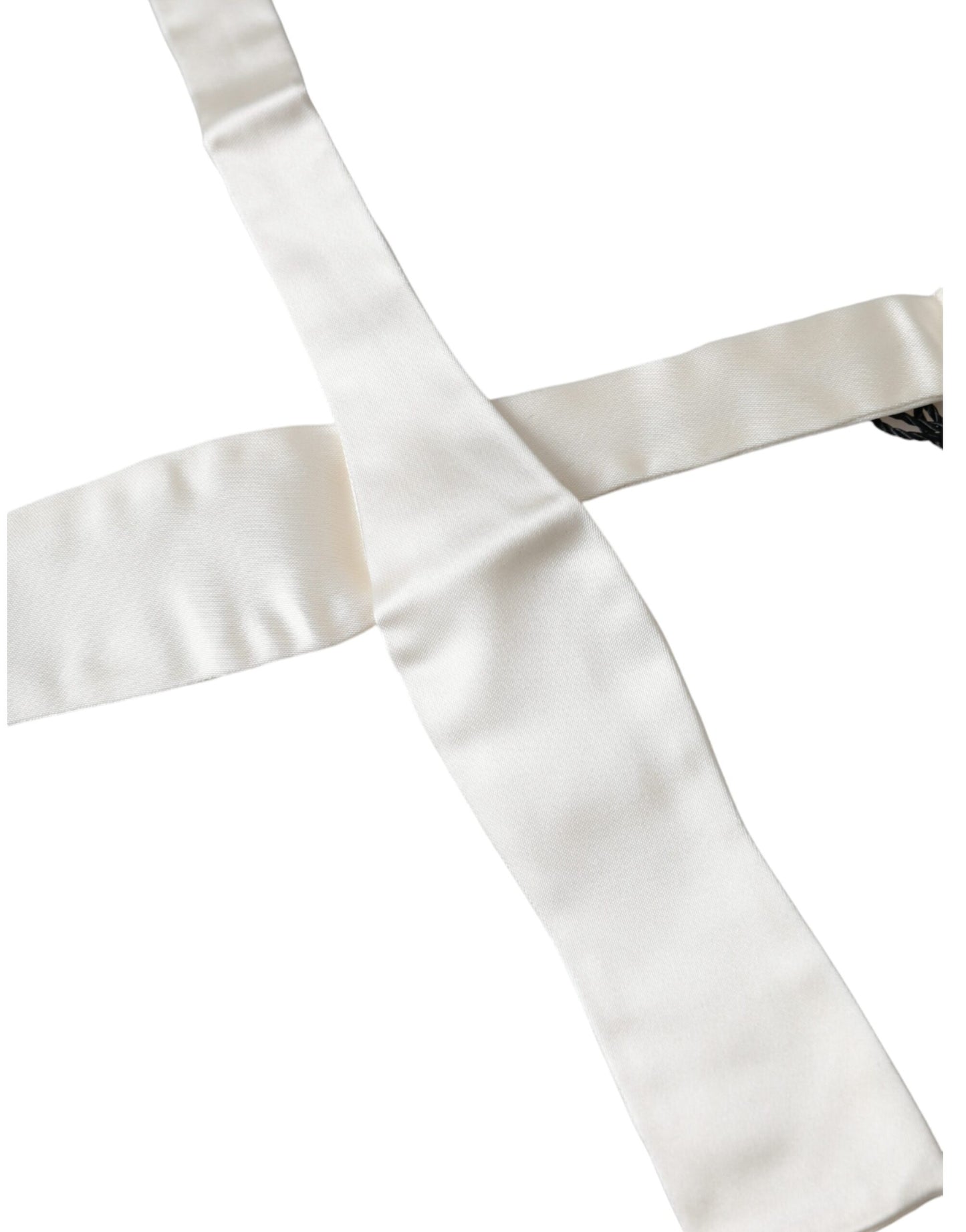 Corbata de seda blanca fina y delgada para hombre