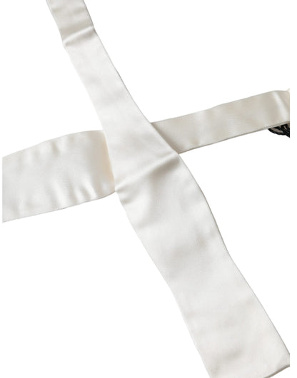 Corbata de seda blanca fina y delgada para hombre