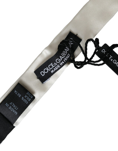 Corbata de seda blanca fina y delgada para hombre