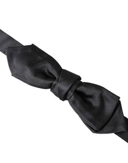 Pajarita de seda satinada negra ajustable para hombre