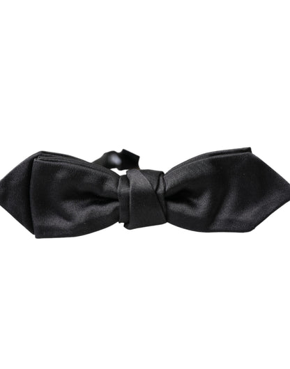 Pajarita de seda satinada negra ajustable para hombre