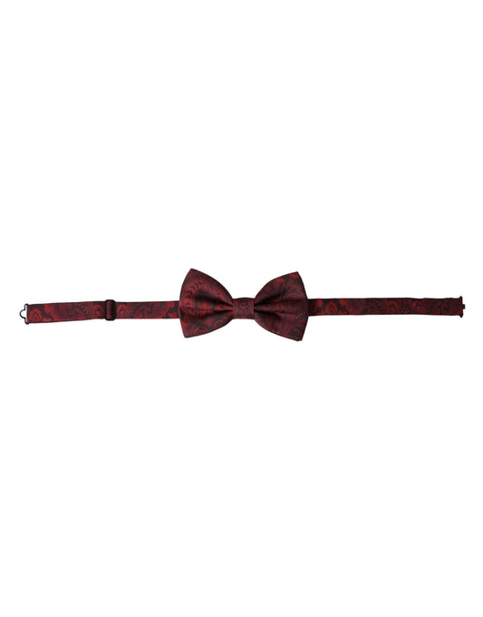 Pajarita de seda roja con estampado floral ajustable para hombre