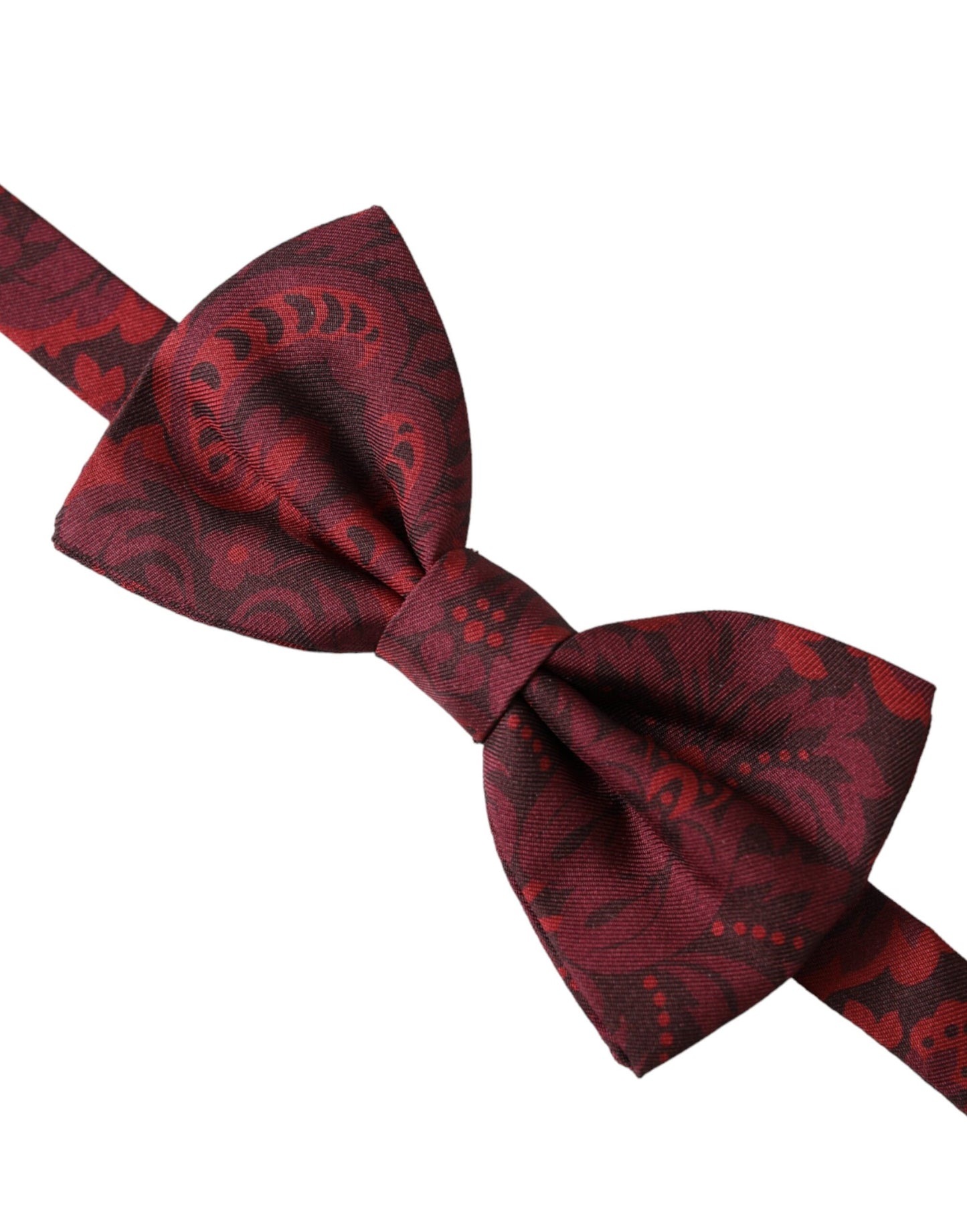 Pajarita de seda roja con estampado floral ajustable para hombre