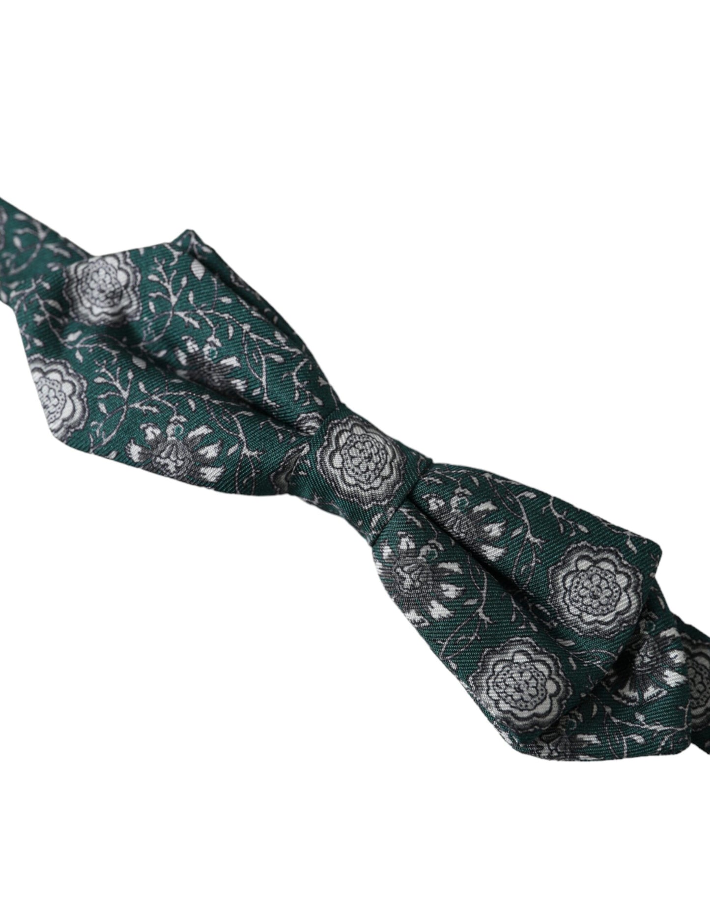 Pajarita de seda verde con estampado floral ajustable para hombre