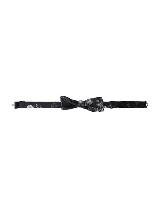 Pajarita ajustable para hombre con diseño de fantasía floral negra