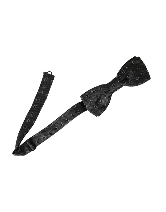 Pajarita de seda negra con estampado ajustable para hombre