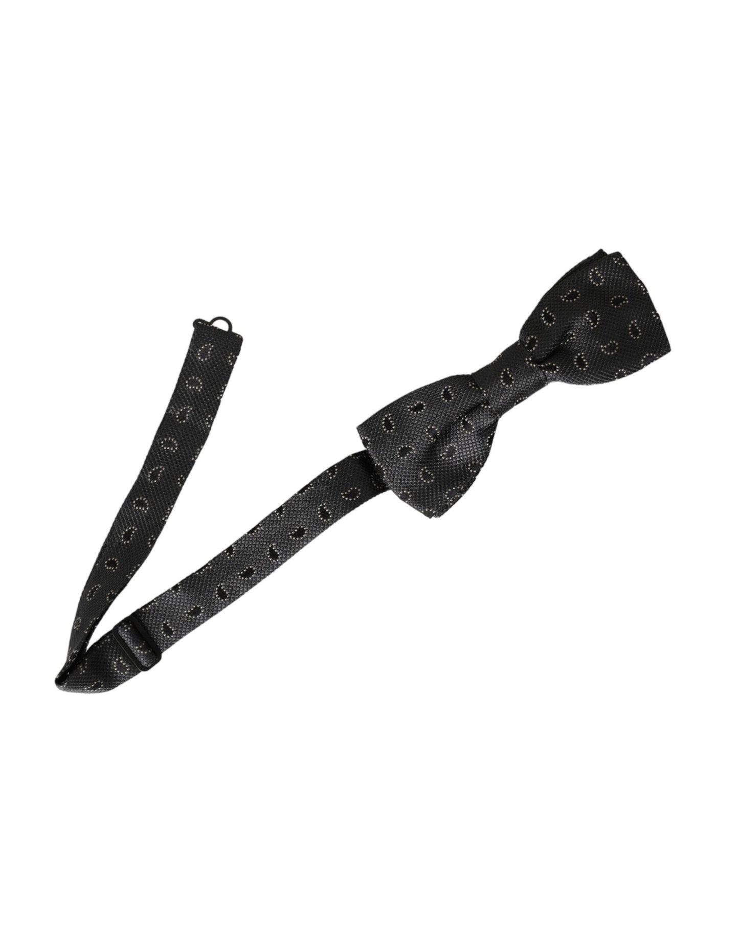 Pajarita de seda negra con estampado ajustable para hombre