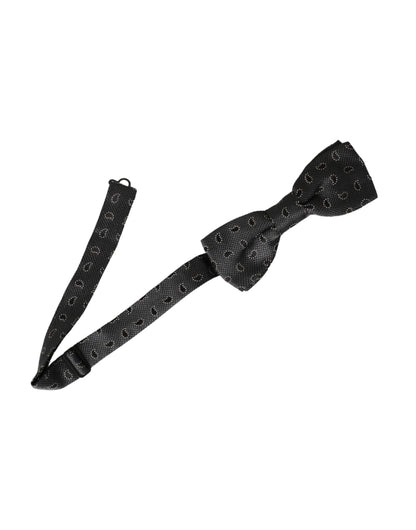 Pajarita de seda negra con estampado ajustable para hombre
