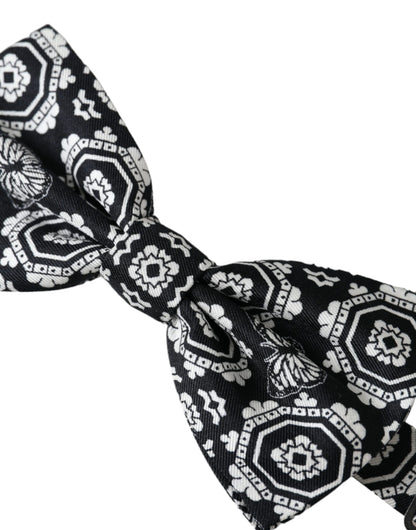 Pajarita ajustable con estampado blanco y negro para hombre