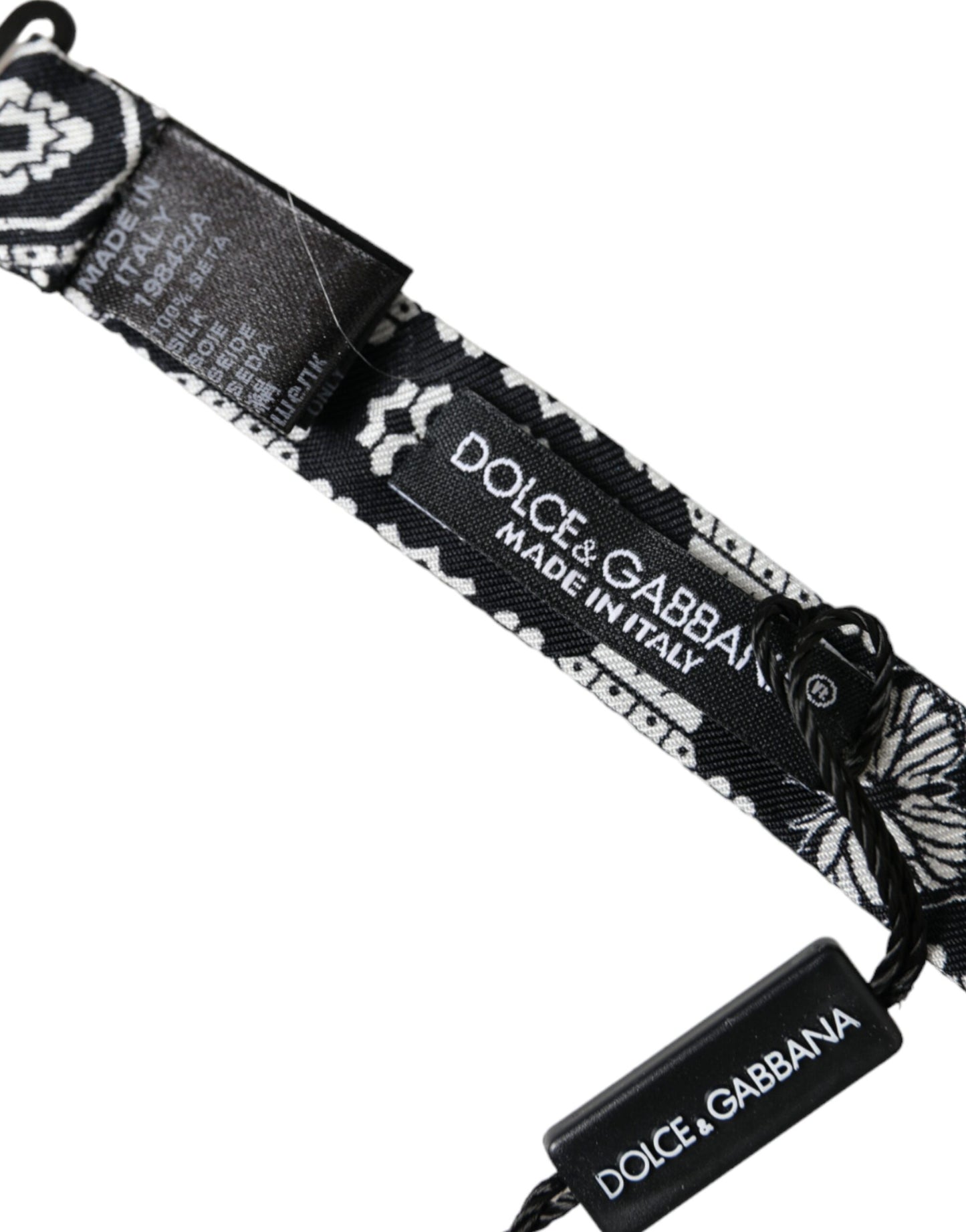 Pajarita ajustable con estampado blanco y negro para hombre