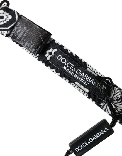 Pajarita ajustable con estampado blanco y negro para hombre