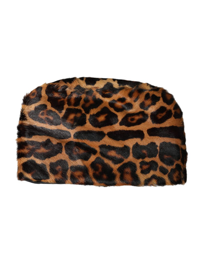Sombrero de pescador de piel de leopardo marrón para mujer