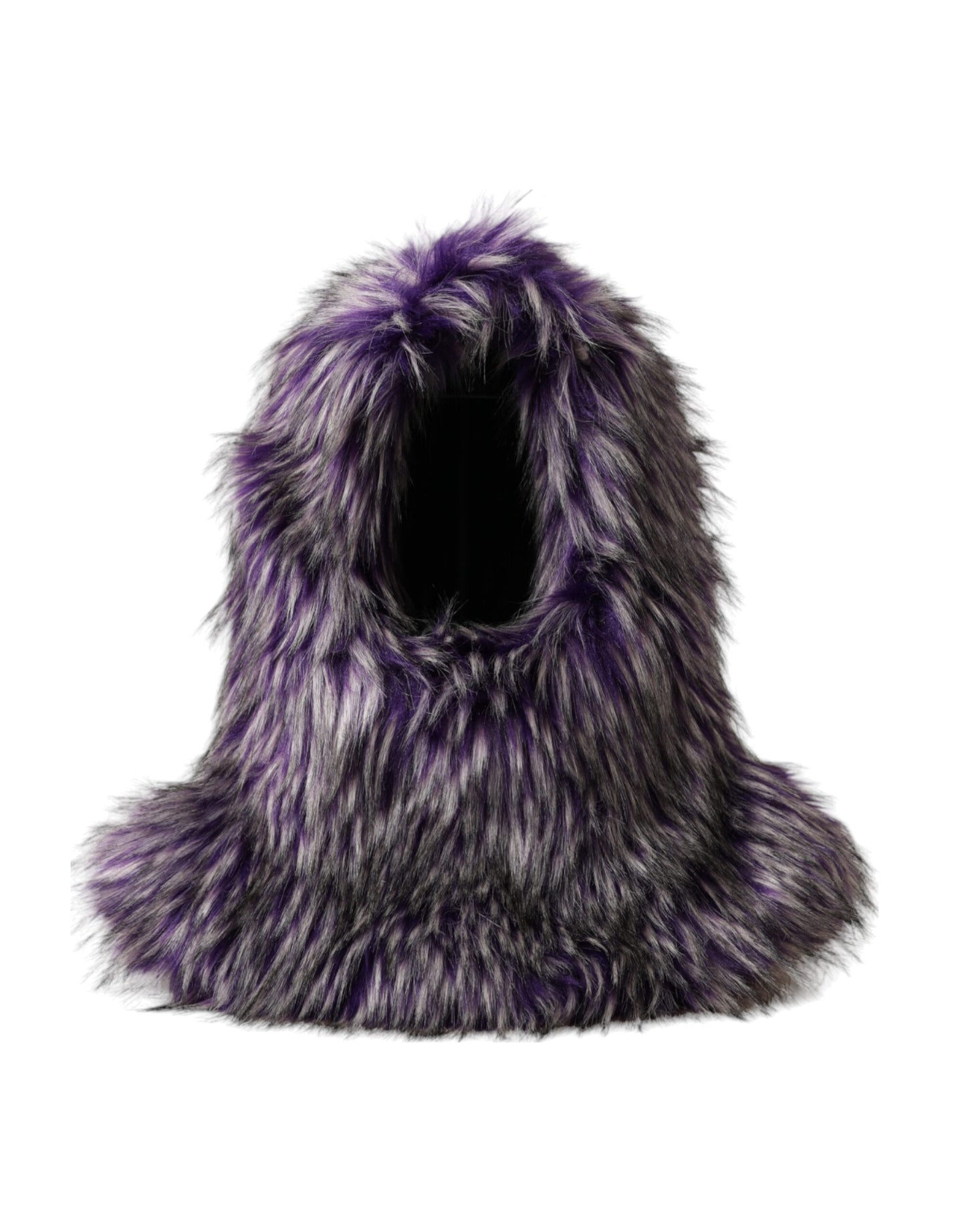 Gorro morado de piel sintética que envuelve toda la cabeza