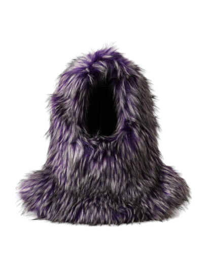 Gorro morado de piel sintética que envuelve toda la cabeza