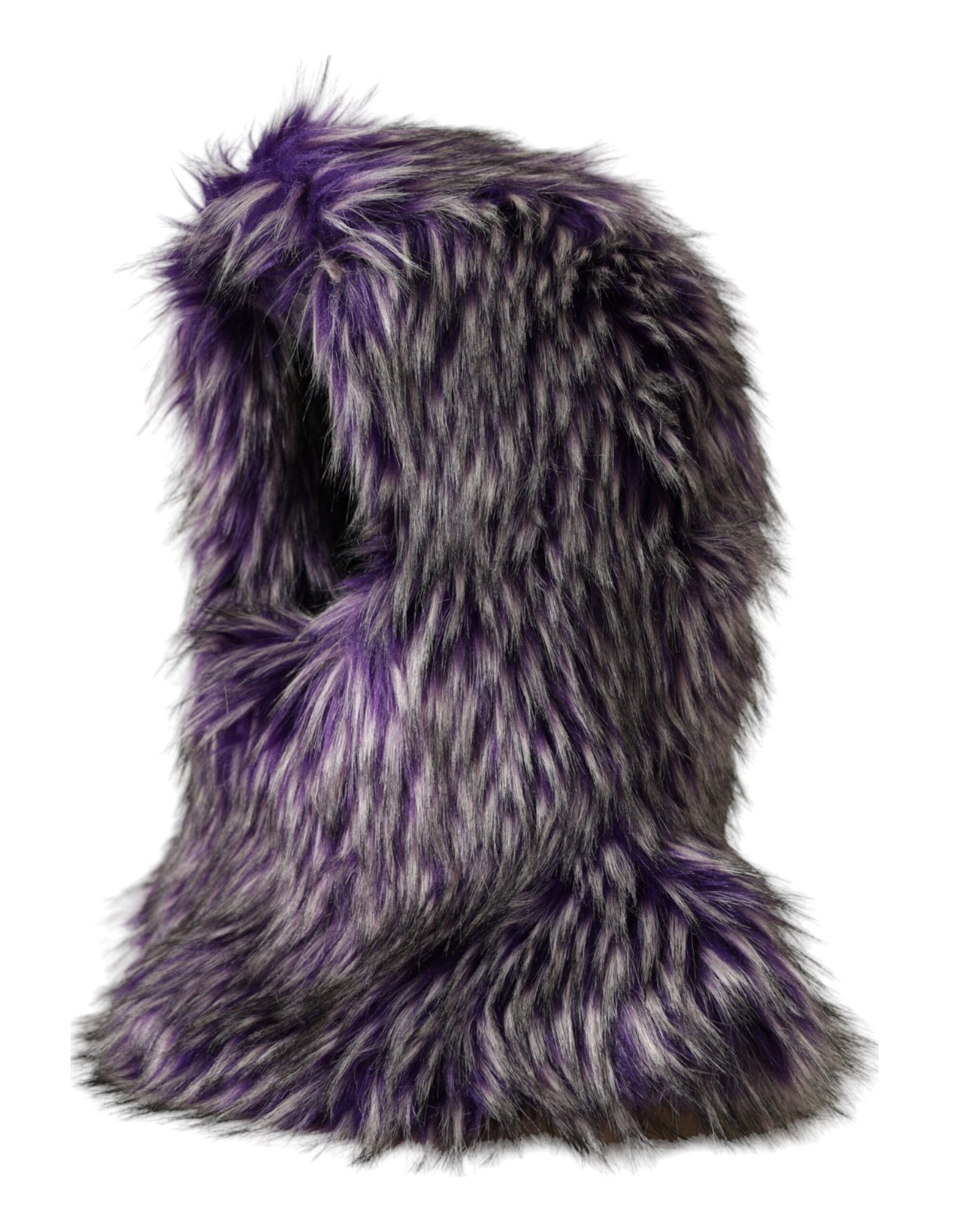 Gorro morado de piel sintética que envuelve toda la cabeza
