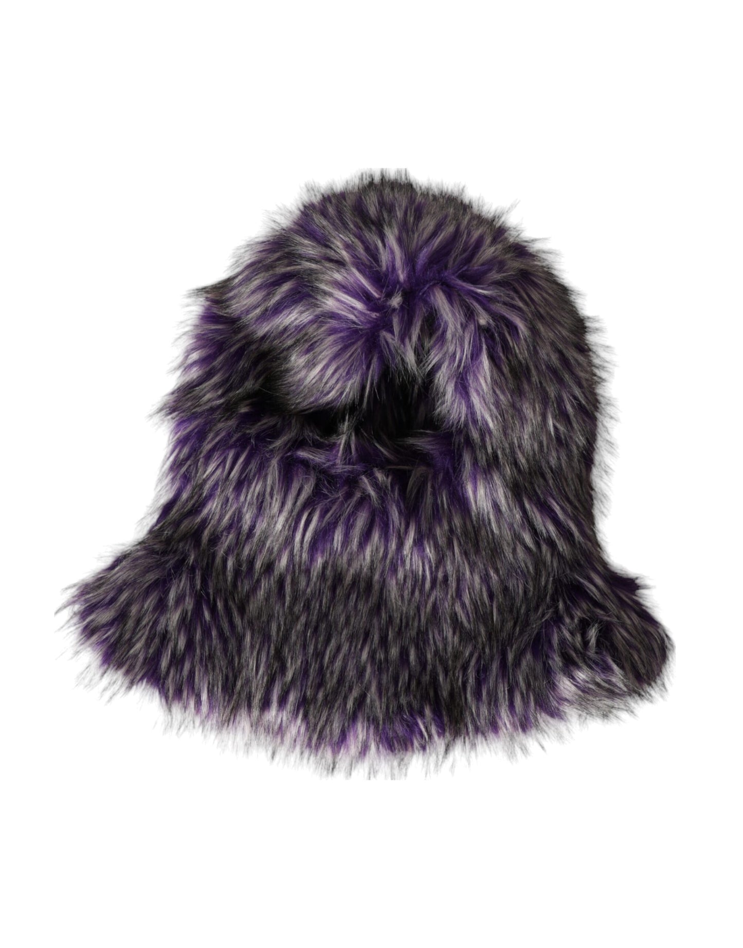 Gorro morado de piel sintética que envuelve toda la cabeza