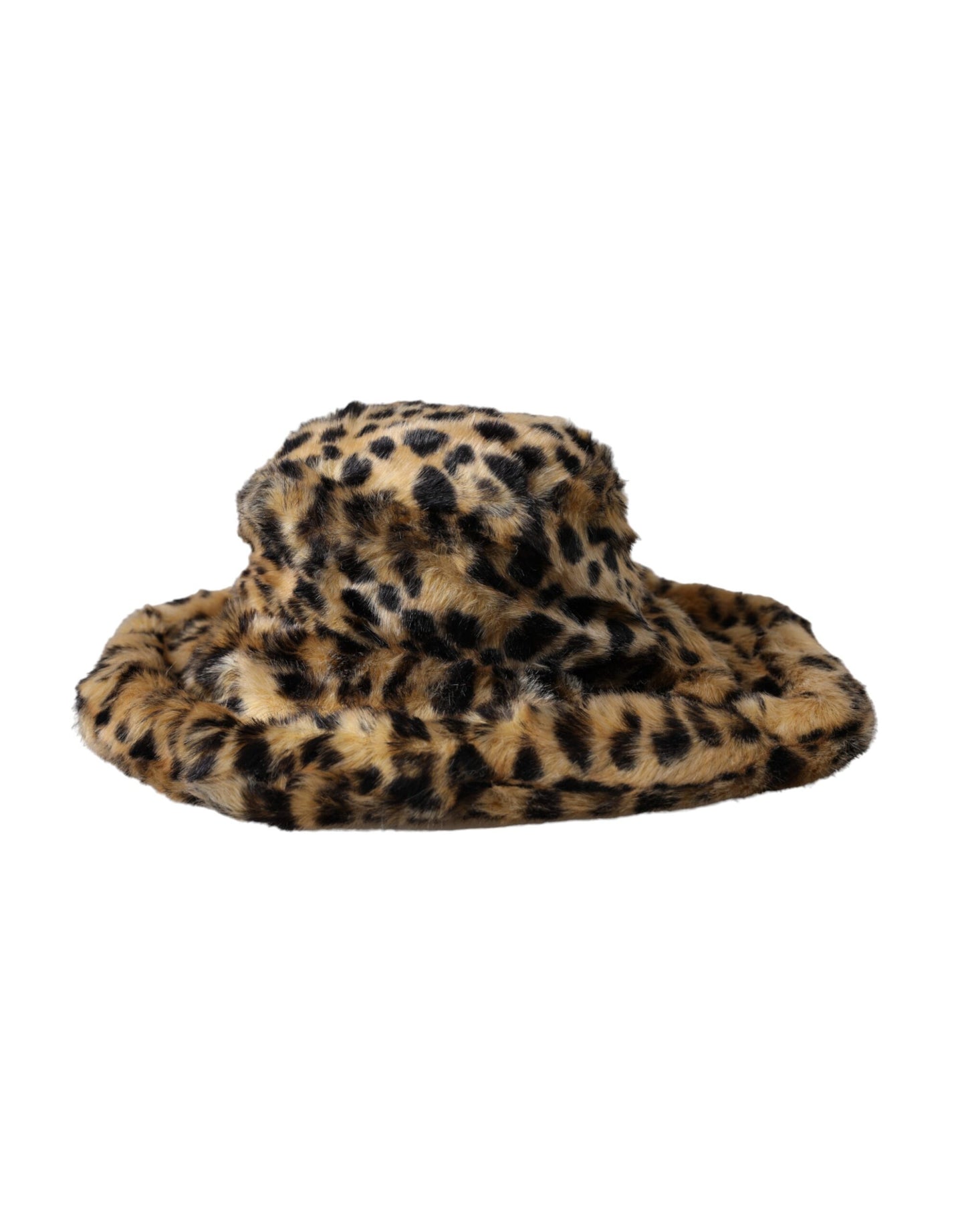 Sombrero de pescador de piel de leopardo marrón para mujer