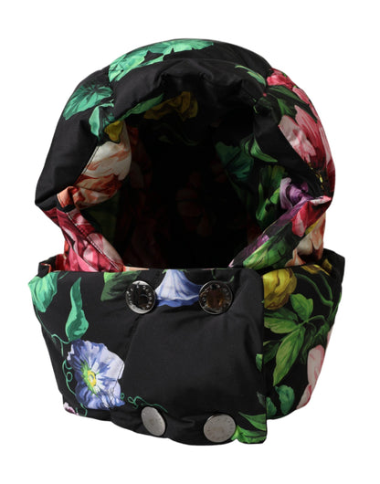 Gorro envolvente con estampado floral negro