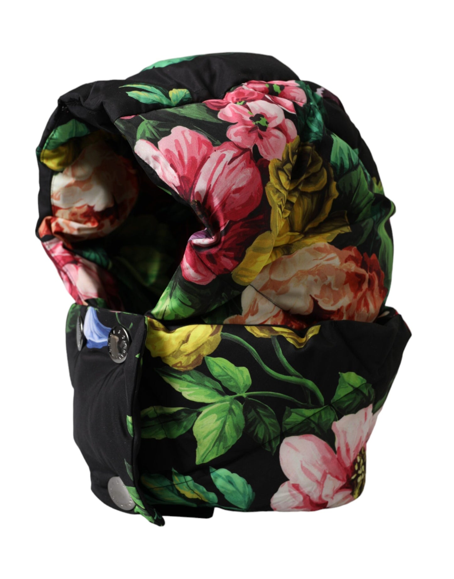 Gorro envolvente con estampado floral negro