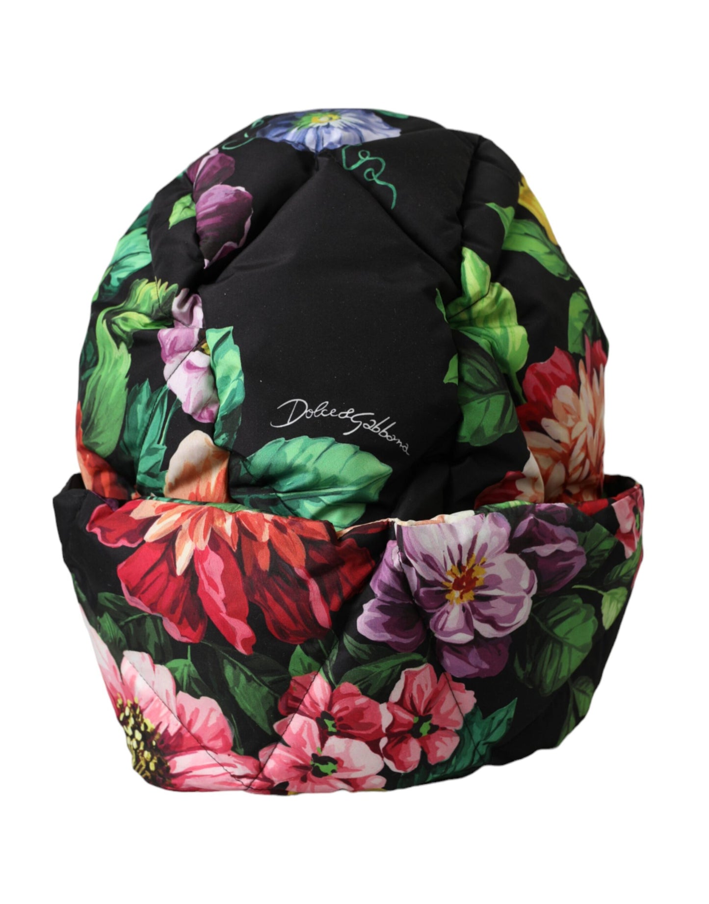 Gorro envolvente con estampado floral negro