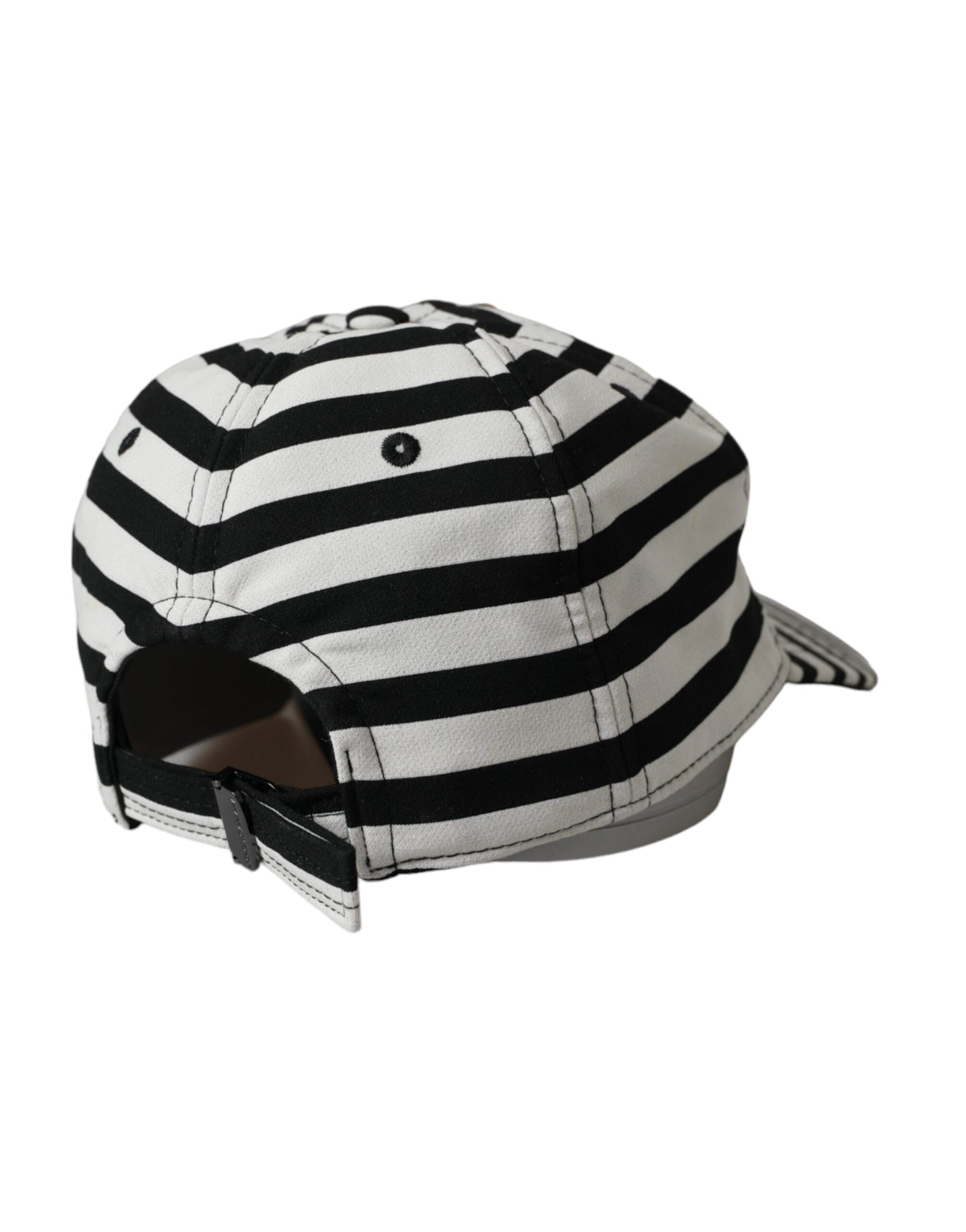 Gorra de béisbol con aplique de corazón Amore y rayas blancas y negras