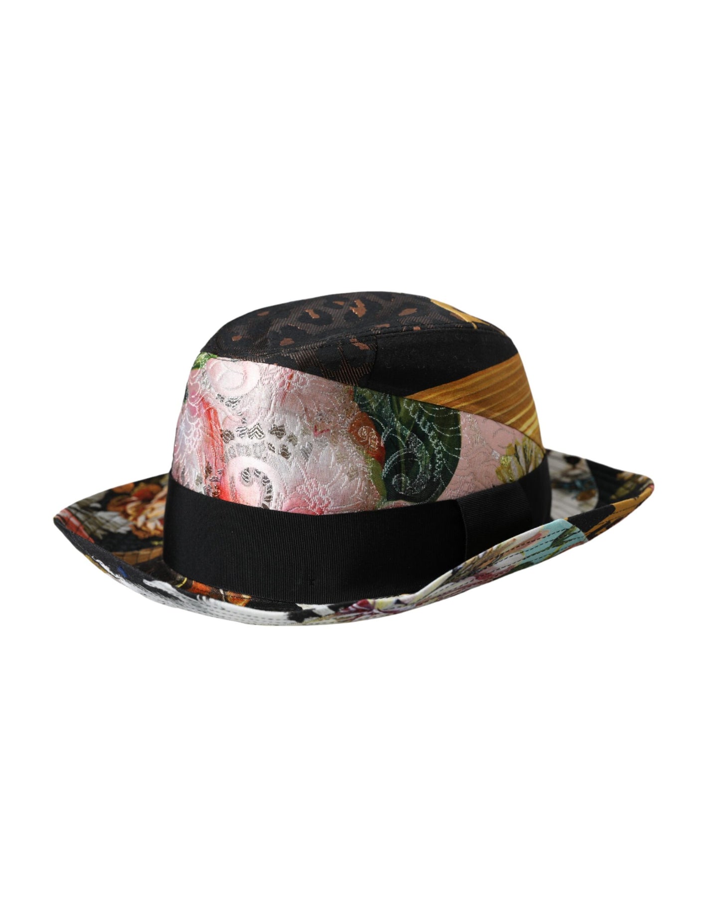 Sombrero Fedora de ala ancha con parches multicolores para mujer