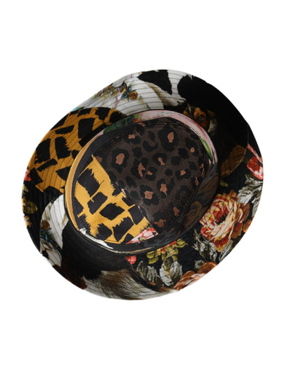 Sombrero Fedora de ala ancha con parches multicolores para mujer