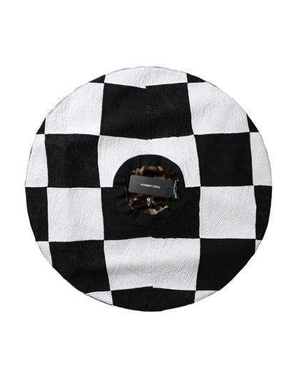 Sombrero flexible de ala ancha a cuadros blancos y negros
