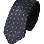 Corbata ajustable de seda con lunares azules y negros para hombre