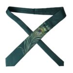 Corbata ajustable para hombre 100 % seda con estampado verde