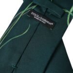 Corbata ajustable para hombre 100 % seda con estampado verde
