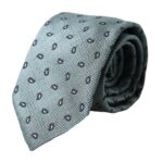 Corbata ajustable para hombre, 100 % seda verde con estampado