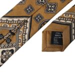 Corbata ajustable para hombre con estampado de ruedas de seda 100 % amarilla