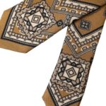 Corbata ajustable para hombre con estampado de ruedas de seda 100 % amarilla