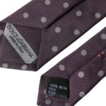 Corbata ajustable para hombre, 100 % seda, color morado y lunares