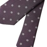 Corbata ajustable para hombre, 100 % seda, color morado y lunares
