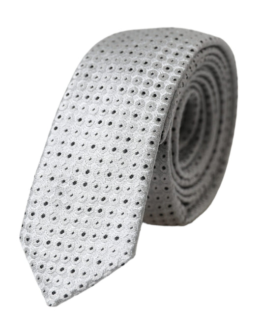 Corbata ajustable de seda con lunares gris claro para hombre