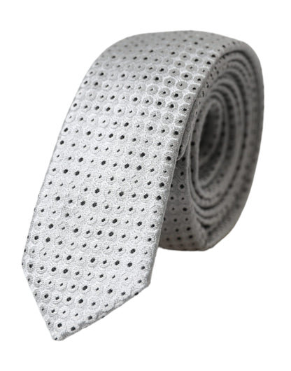 Corbata ajustable de seda con lunares gris claro para hombre