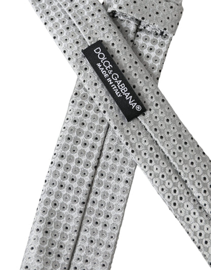 Corbata ajustable de seda con lunares gris claro para hombre