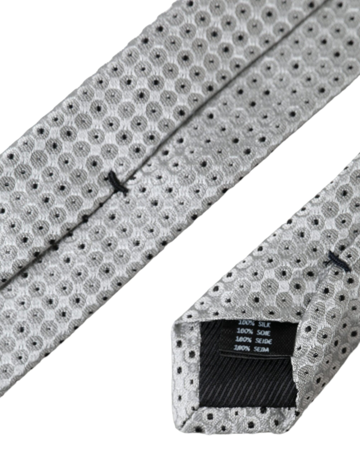 Corbata ajustable de seda con lunares gris claro para hombre