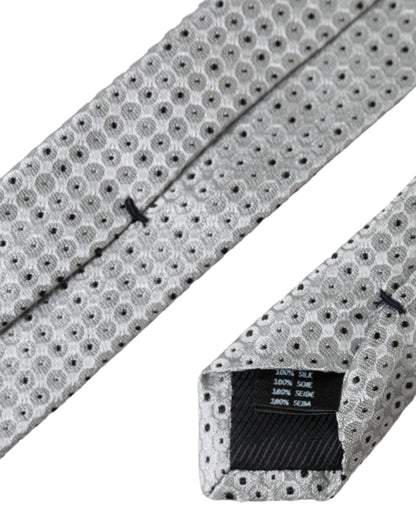 Corbata ajustable de seda con lunares gris claro para hombre