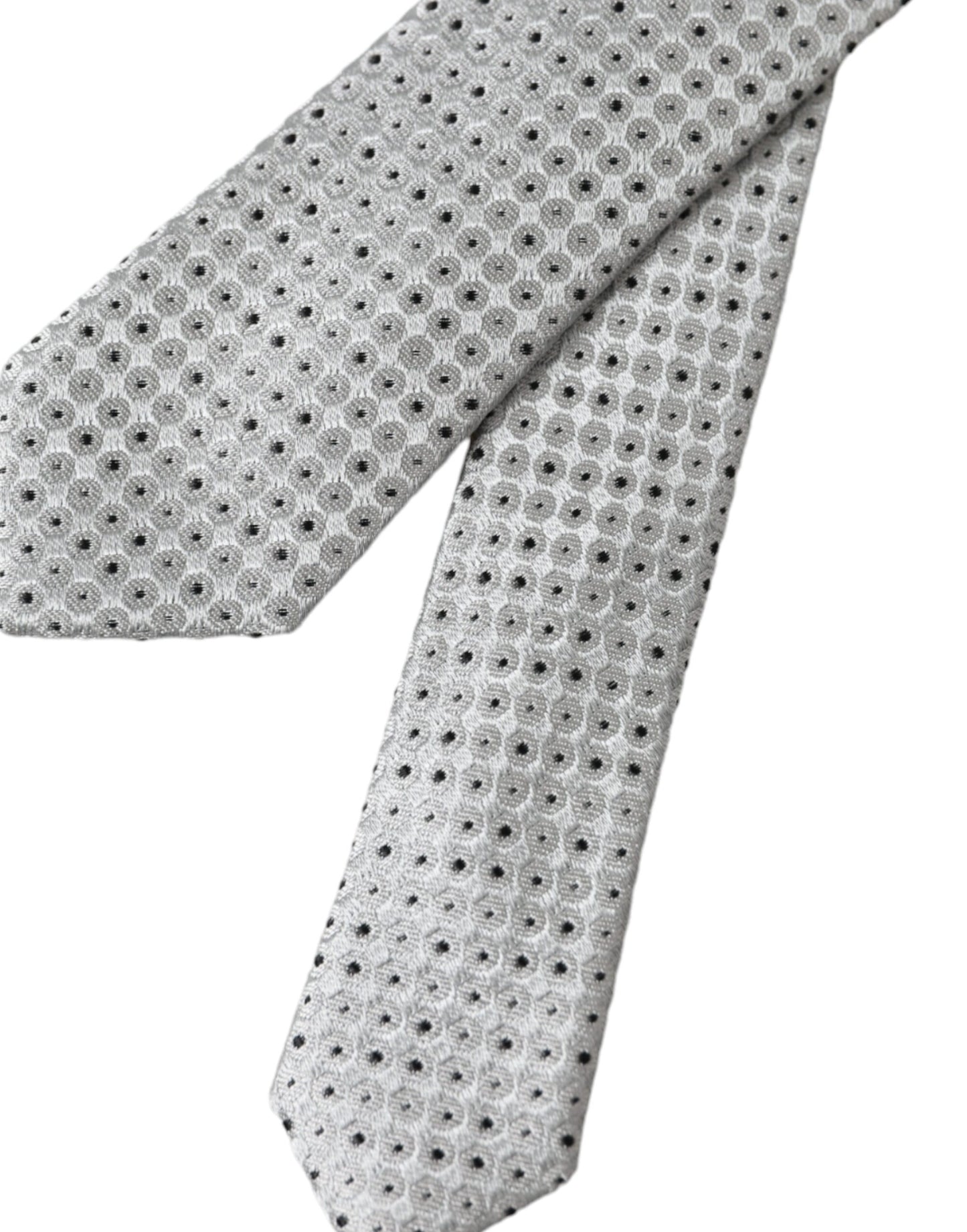 Corbata ajustable de seda con lunares gris claro para hombre