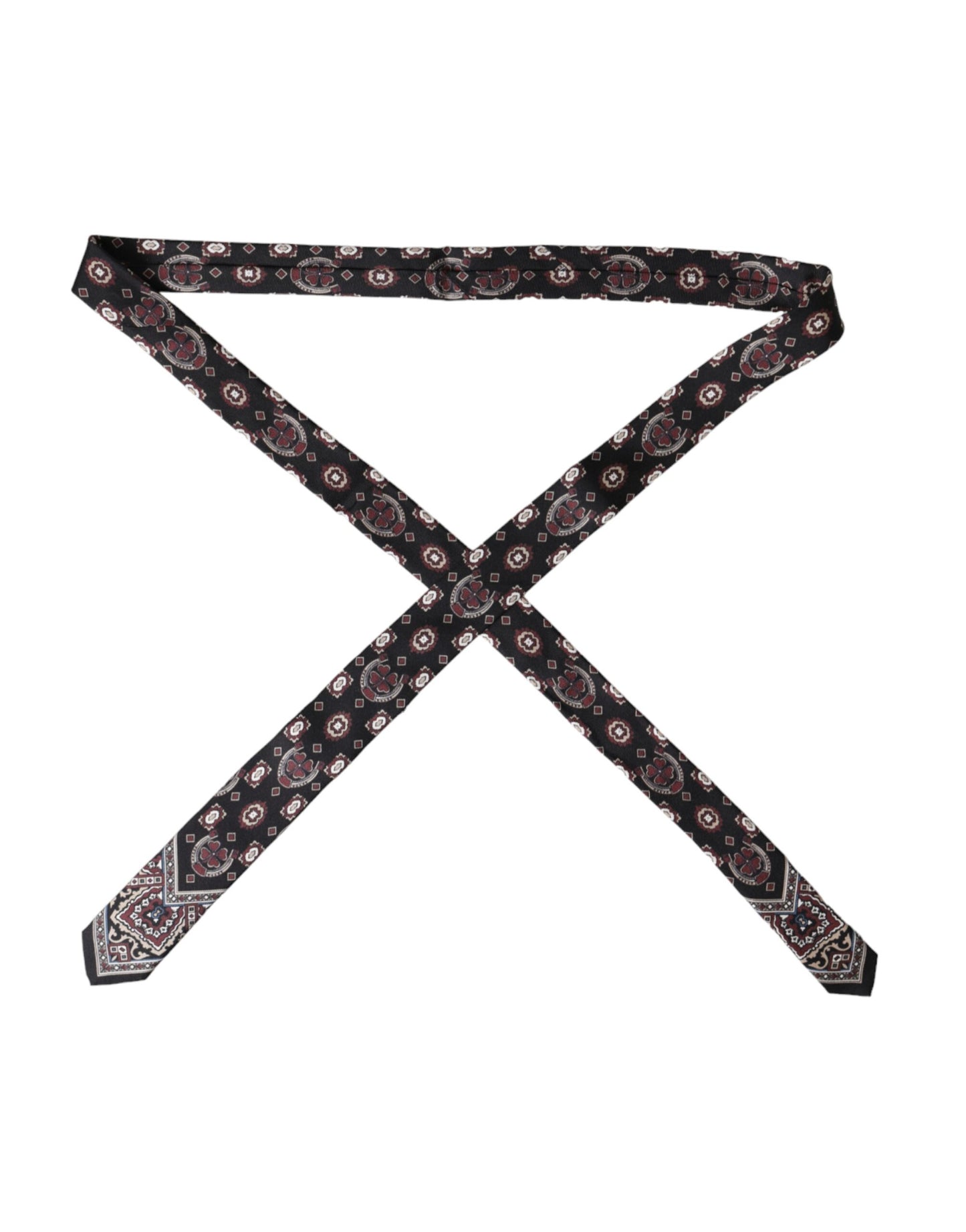 Corbata ajustable para hombre 100 % seda estampada negra