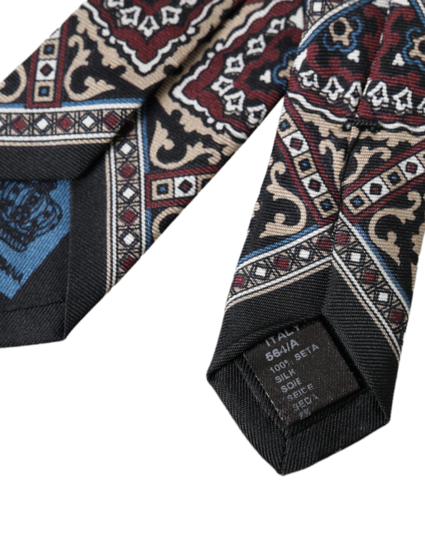 Corbata ajustable para hombre 100 % seda estampada negra