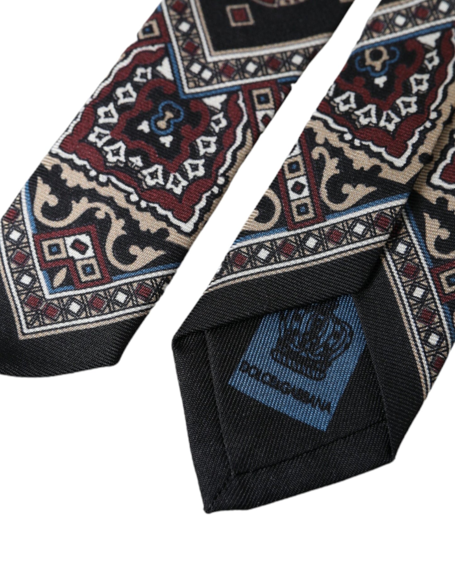 Corbata ajustable para hombre 100 % seda estampada negra