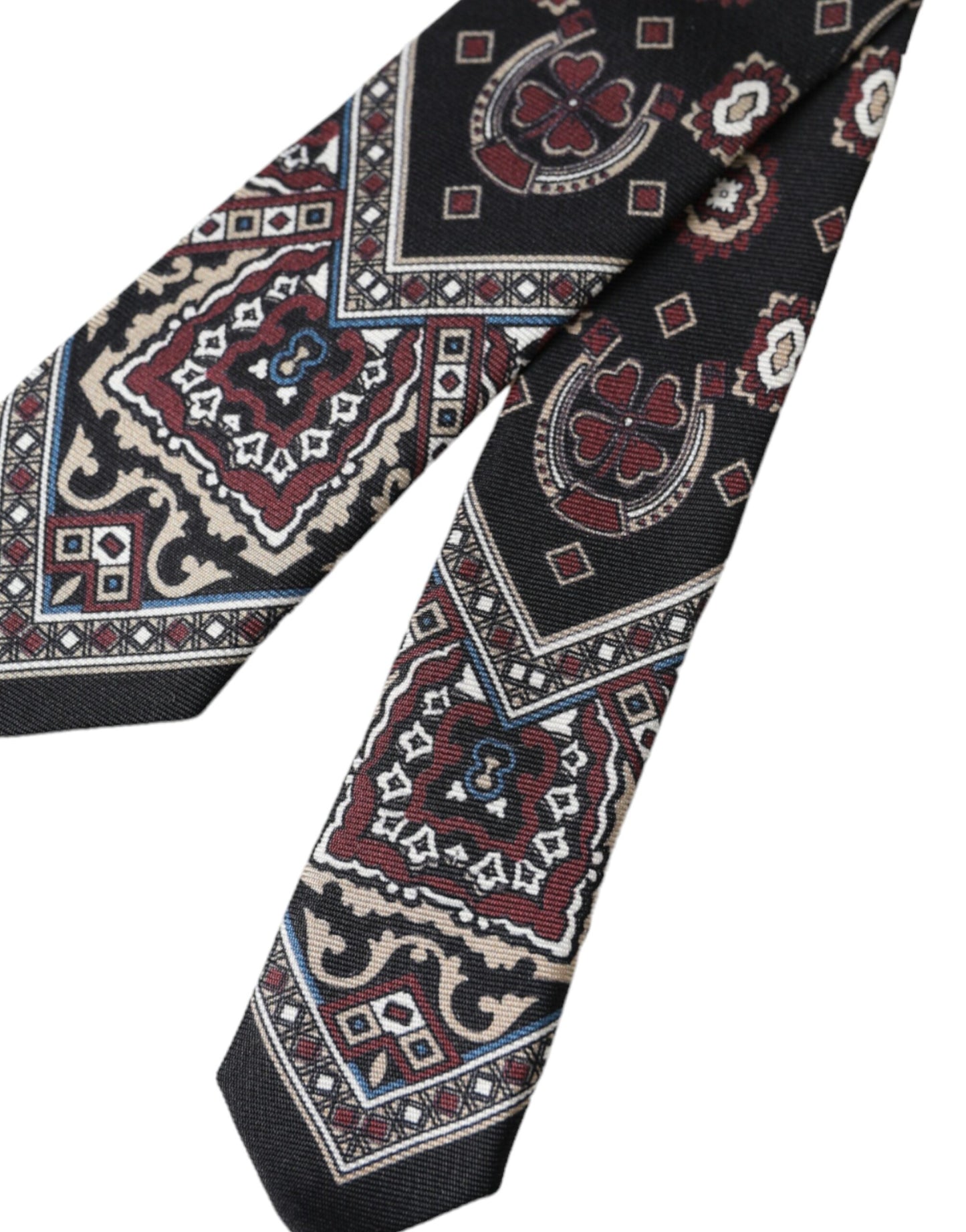 Corbata ajustable para hombre 100 % seda estampada negra