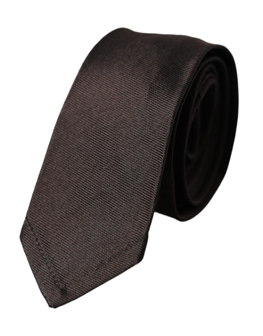 Corbata ajustable marrón lisa 100 % seda