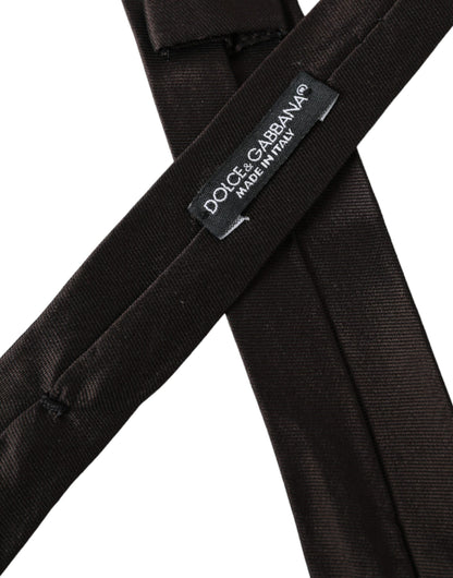 Corbata ajustable marrón lisa 100 % seda