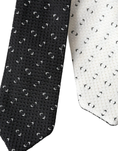Corbata ajustable con estampado blanco y negro